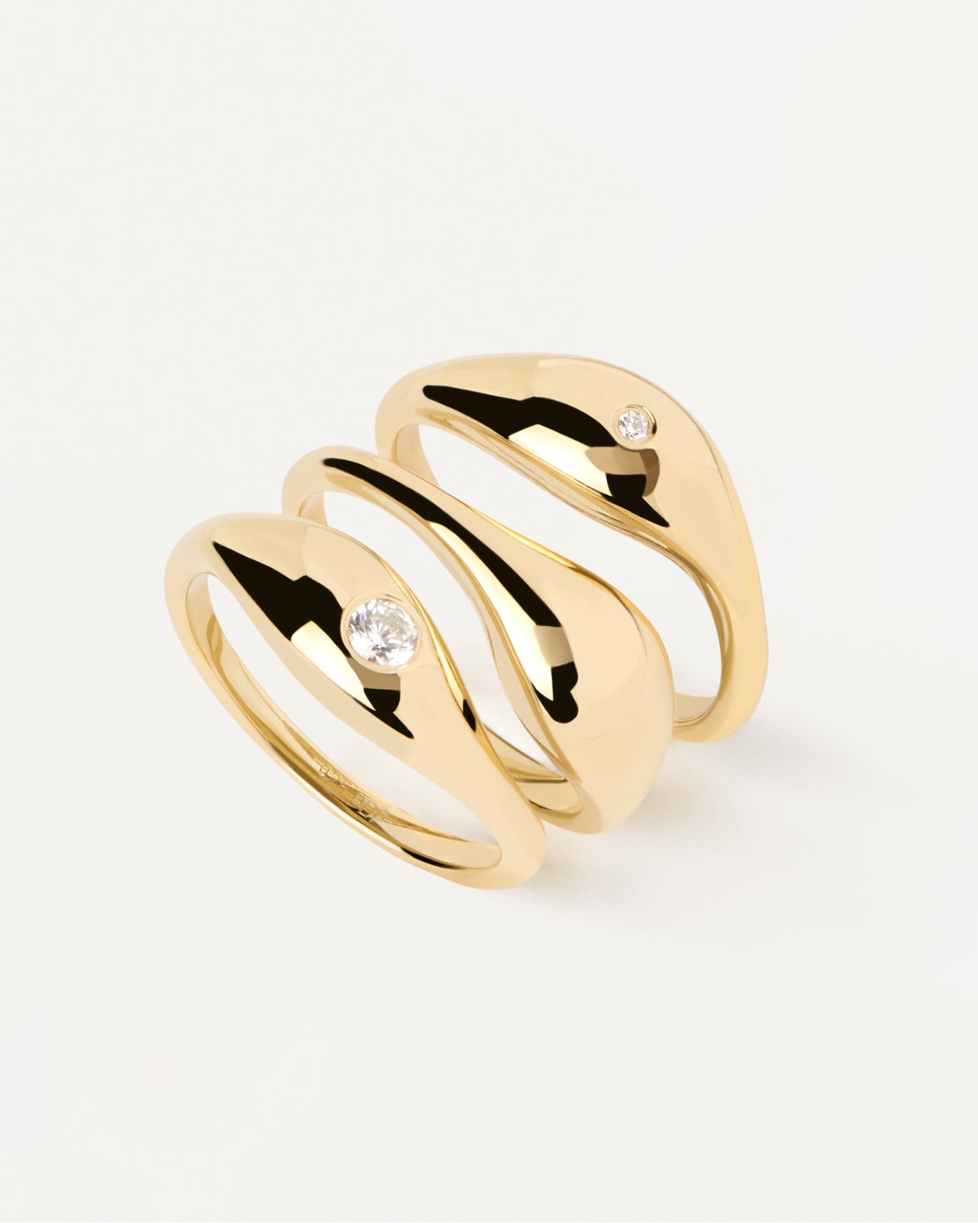 2023 Selection | Sugar Ring Set. Gold-plated silver set of three signet rings with white zirconia. Get the latest arrival from PDPAOLA. Place your order safely and get this Best Seller. Free Shipping.