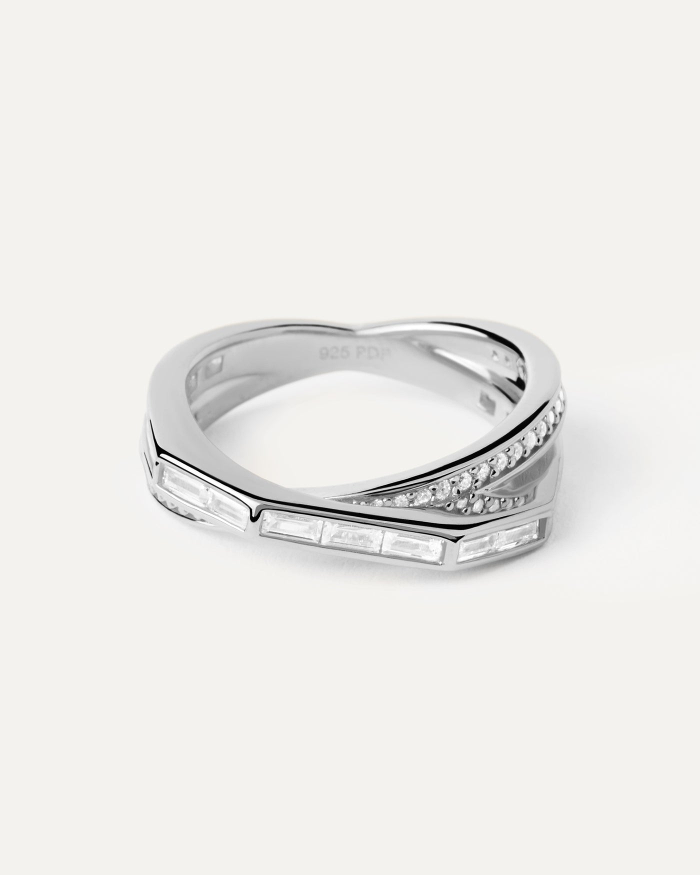 2023 Selection | Olivia Silver Ring. Crossover two band silver ring set with white zirconia. Get the latest arrival from PDPAOLA. Place your order safely and get this Best Seller. Free Shipping.