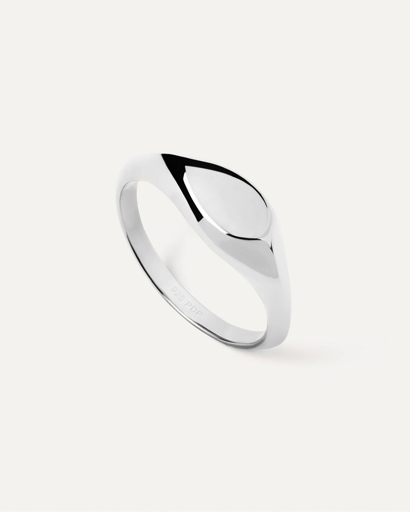 2023 Selection | Devi Stamp Silver Ring. Sterling silver signet ring with pear shape plain design. Get the latest arrival from PDPAOLA. Place your order safely and get this Best Seller. Free Shipping.