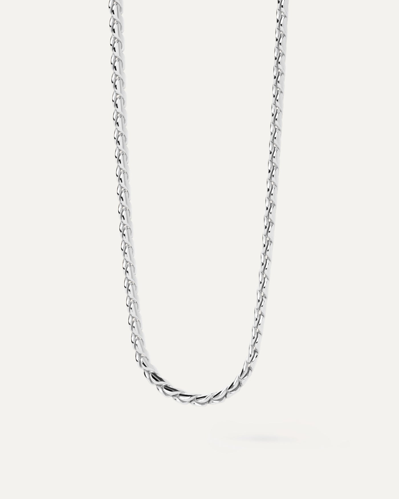 2023 Selection | Large Serpentine Silver Chain Necklace. Modern serpentine silver thick chain necklace with braided links. Get the latest arrival from PDPAOLA. Place your order safely and get this Best Seller. Free Shipping.