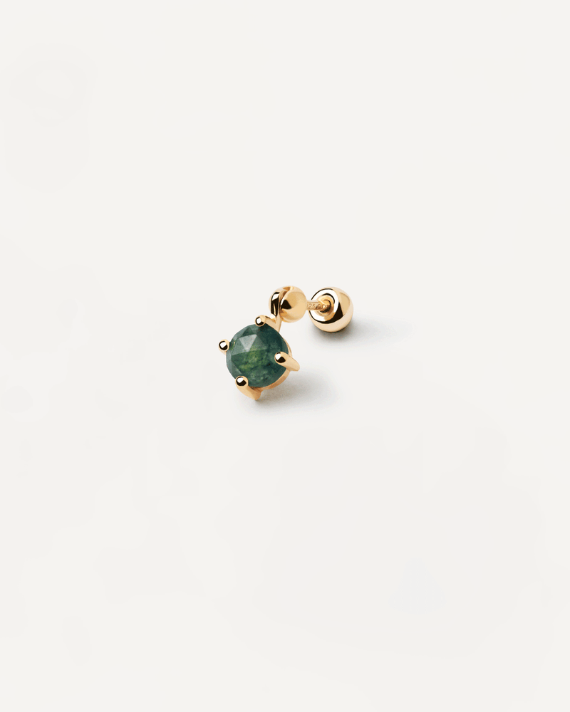 Piercing oreja Kimi con Ágata Verde - 
  
    Plata de Ley / Baño de Oro 18K
  
