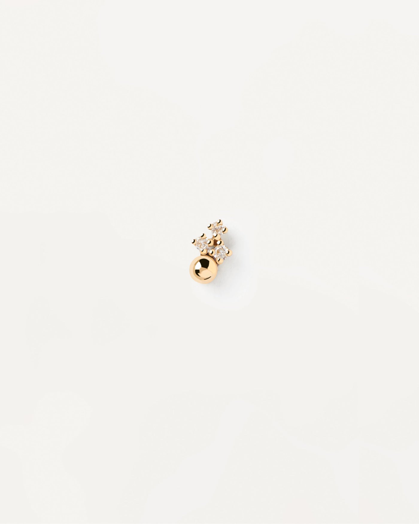 2024 Selection | Diamonds and gold Blake Single Earring. Solid yellow gold ear piercing with solid gold ball & dainty diamonds of 0.01 carat. Get the latest arrival from PDPAOLA. Place your order safely and get this Best Seller. Free Shipping.