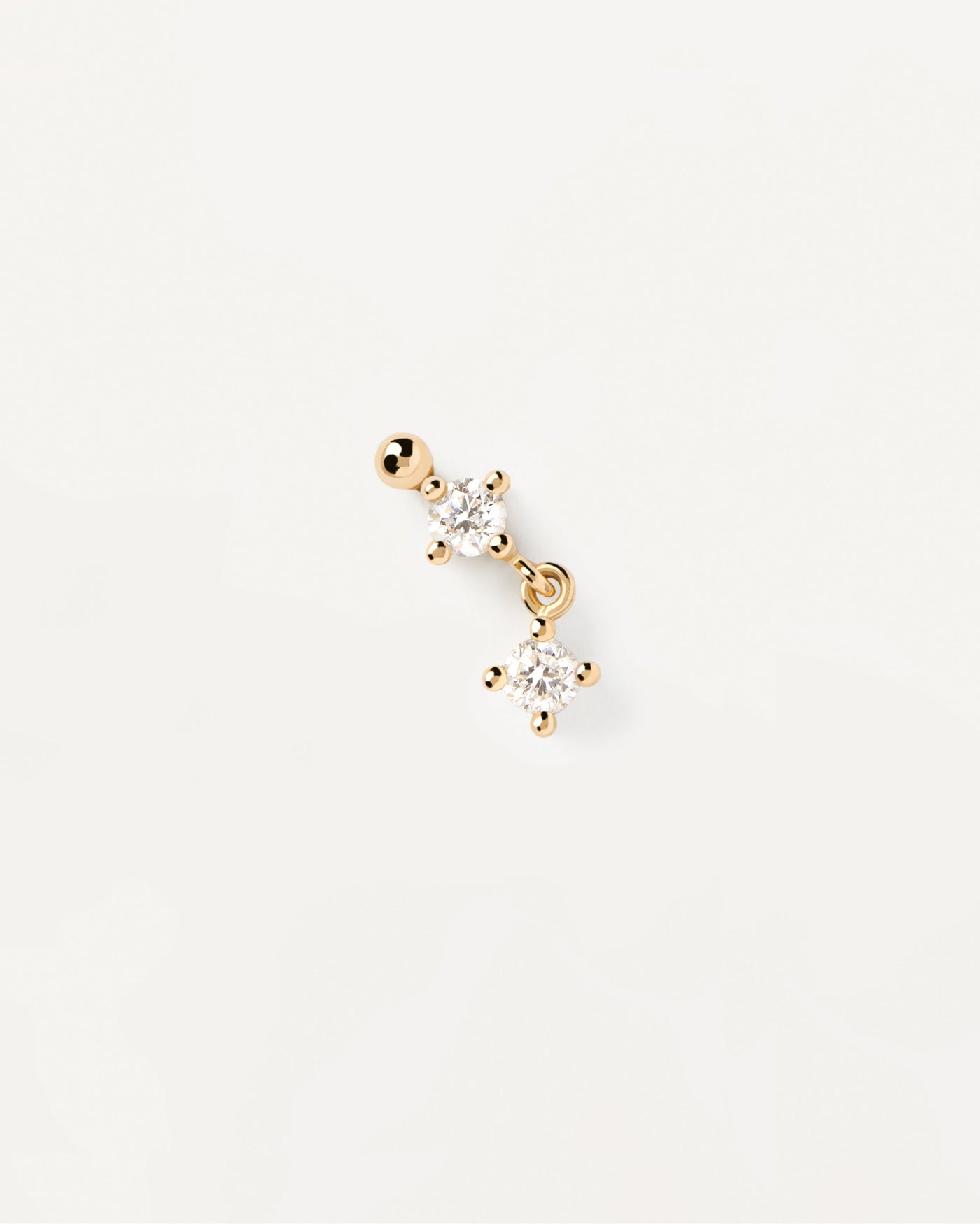 2024 Selection | Diamonds and gold Soho Single Earring. Solid yellow gold ear piercing with solid gold ball & two diamonds, making 0.12 carat. Get the latest arrival from PDPAOLA. Place your order safely and get this Best Seller. Free Shipping.