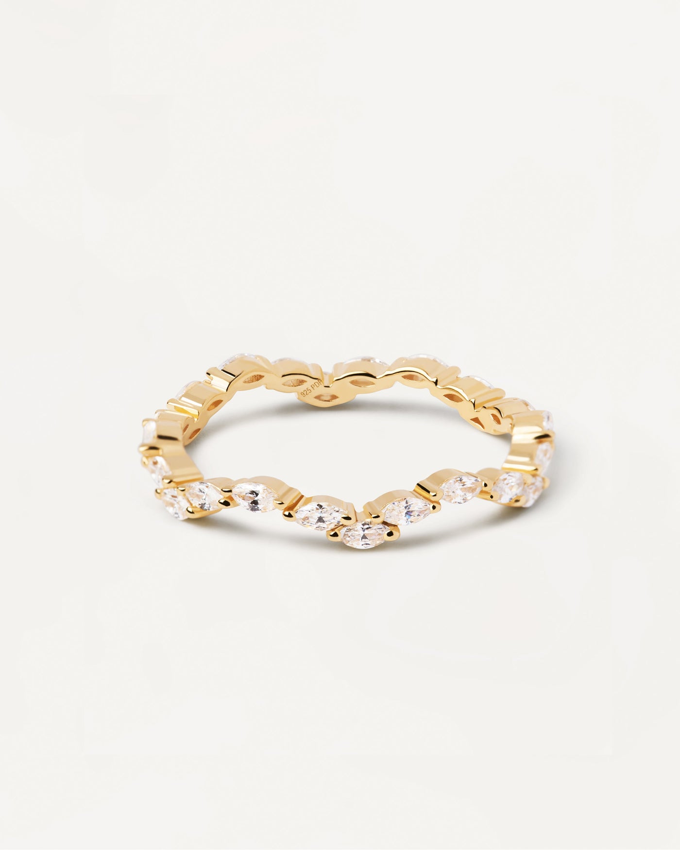 2023 Selection | Lake Ring. Gold-plated wavy eternity ring with white zirconia. Get the latest arrival from PDPAOLA. Place your order safely and get this Best Seller. Free Shipping.