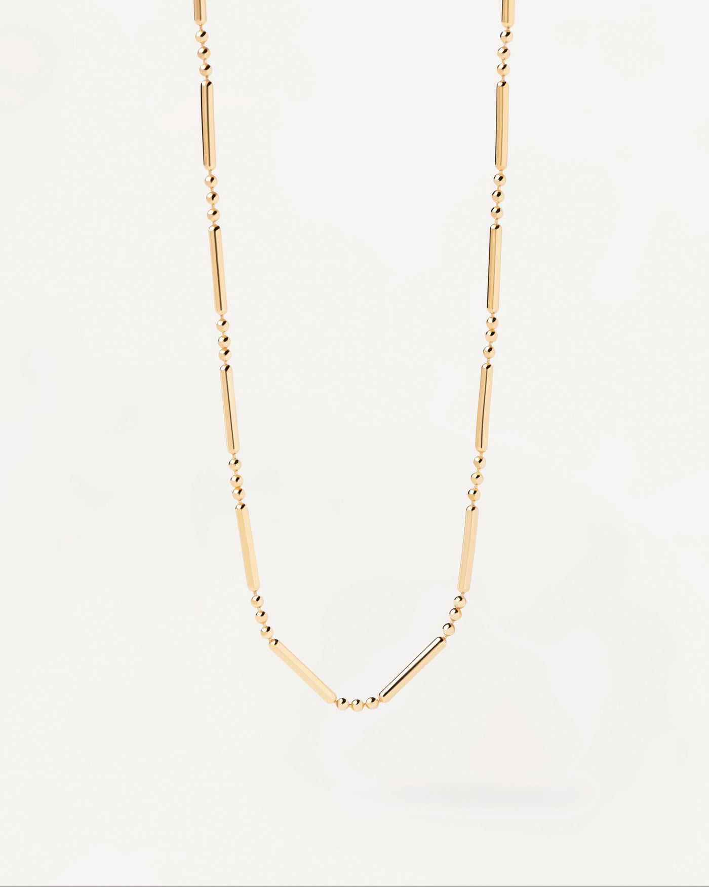 2023 Selection | Valeria Necklace. Ball and bar textured necklace in gold-plated silver. Get the latest arrival from PDPAOLA. Place your order safely and get this Best Seller. Free Shipping.
