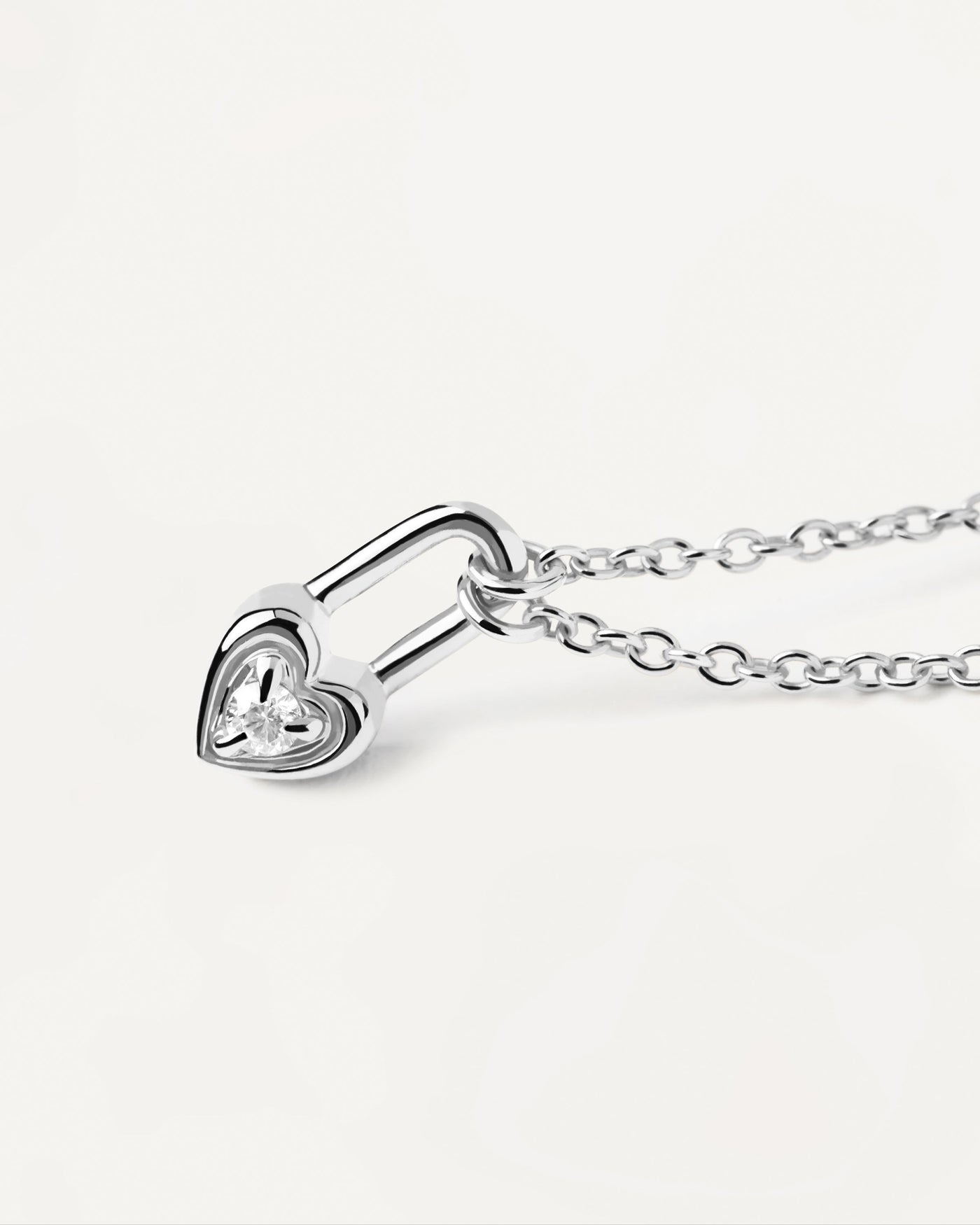 2023 Selection | Heart Padlock Silver Necklace. Silver necklace with heart padlock pendant set with white zirconia. Get the latest arrival from PDPAOLA. Place your order safely and get this Best Seller. Free Shipping.