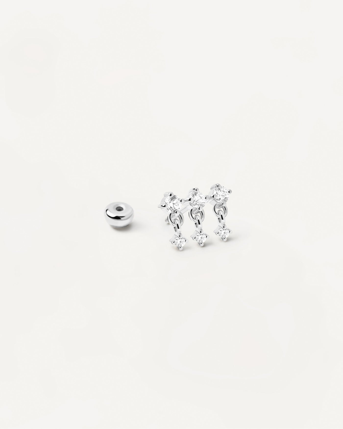 2023 Selection | Sol Single Silver Earring. Sterling silver ear piercing with trinity of white zirconia. Get the latest arrival from PDPAOLA. Place your order safely and get this Best Seller. Free Shipping.