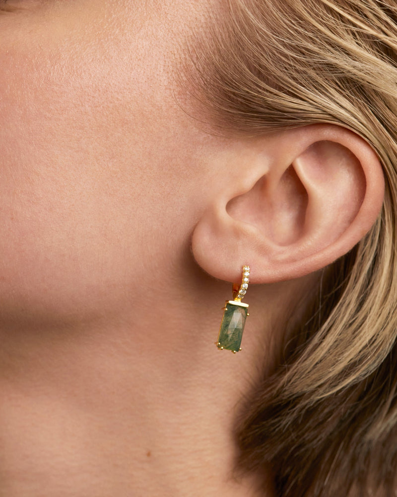 Piercing oreja Kaori con Ágata Verde - 
  
    Plata de Ley / Baño de Oro 18K
  
