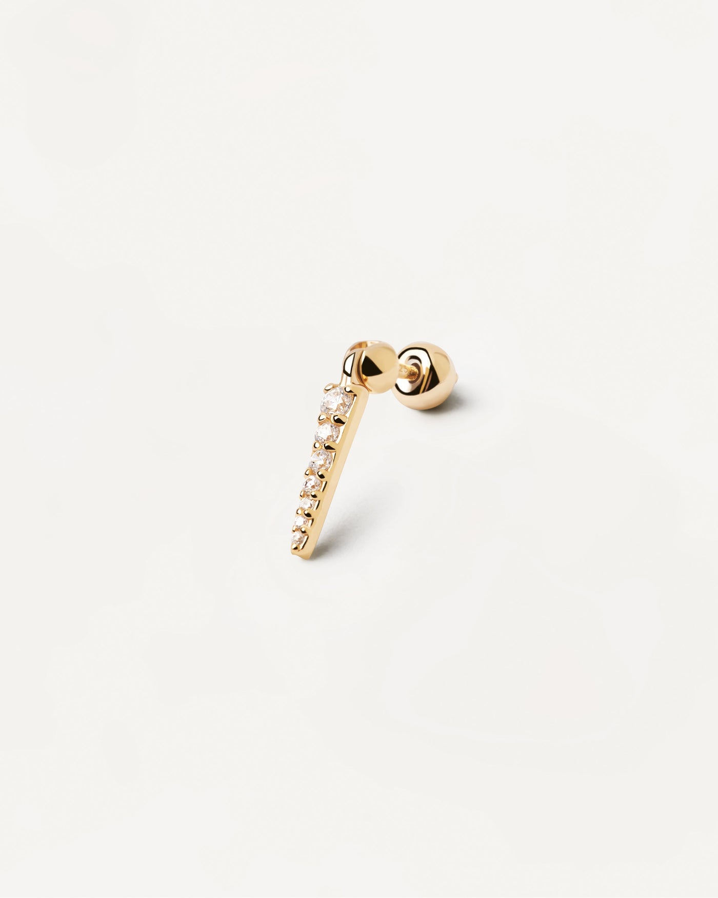 2023 Selection | Vero Single Earring. Gold-plated ear piercing in tip shape with white zirconia. Get the latest arrival from PDPAOLA. Place your order safely and get this Best Seller. Free Shipping.
