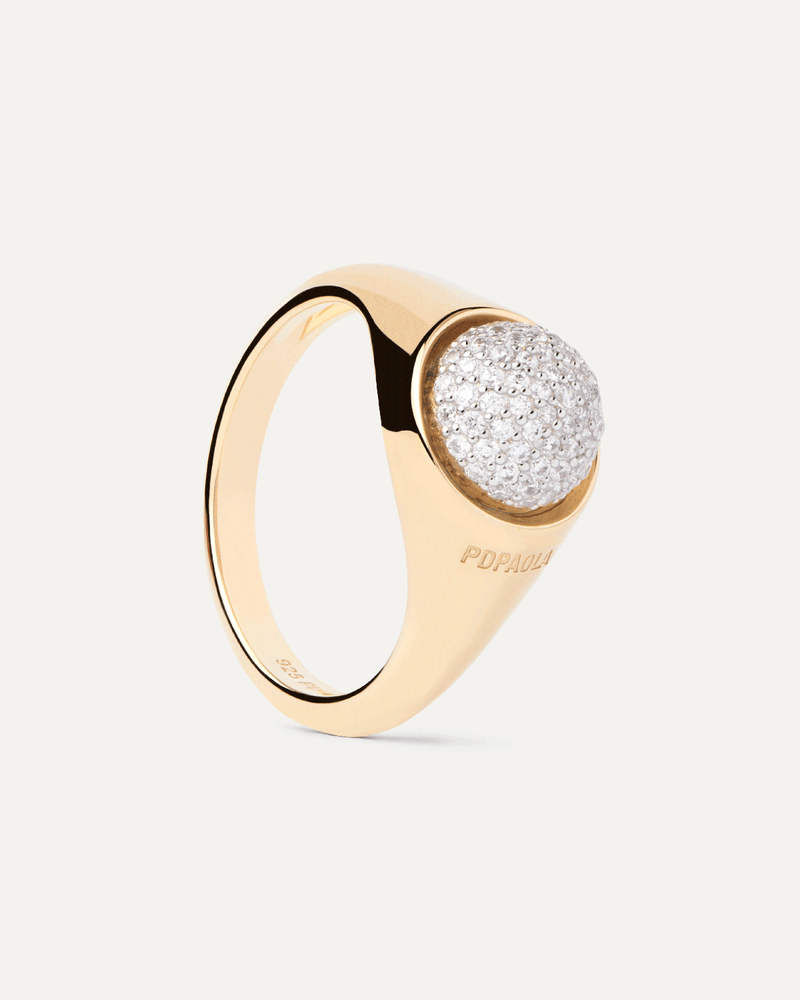 Pavé Moon Ring - 
  
    Sterling Silver / 18K Gold plating
  

