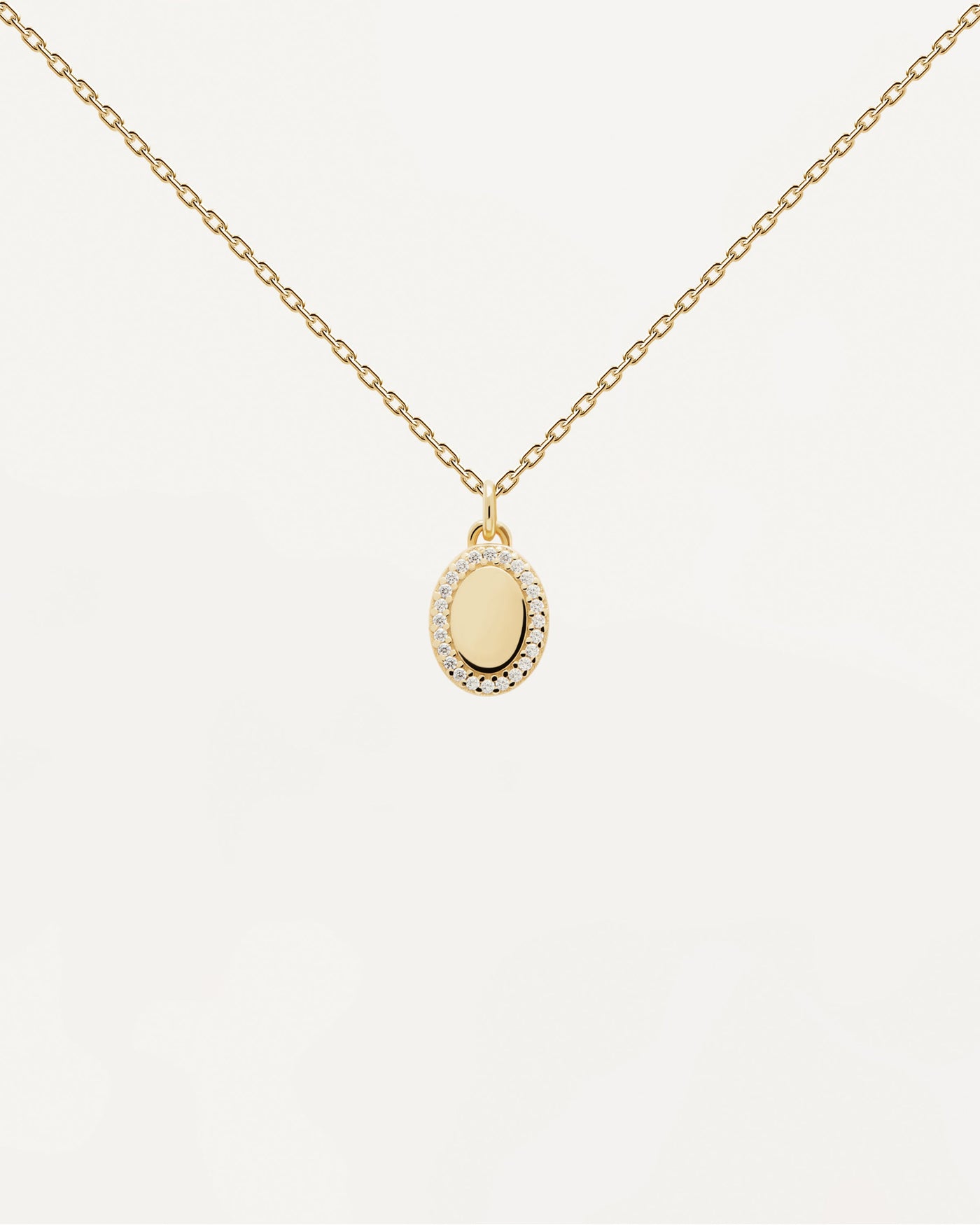 2023 Selection | Mademoiselle Necklace. Gold-plated silver necklace with pendant circled by white zirconia to personalize. Get the latest arrival from PDPAOLA. Place your order safely and get this Best Seller. Free Shipping.