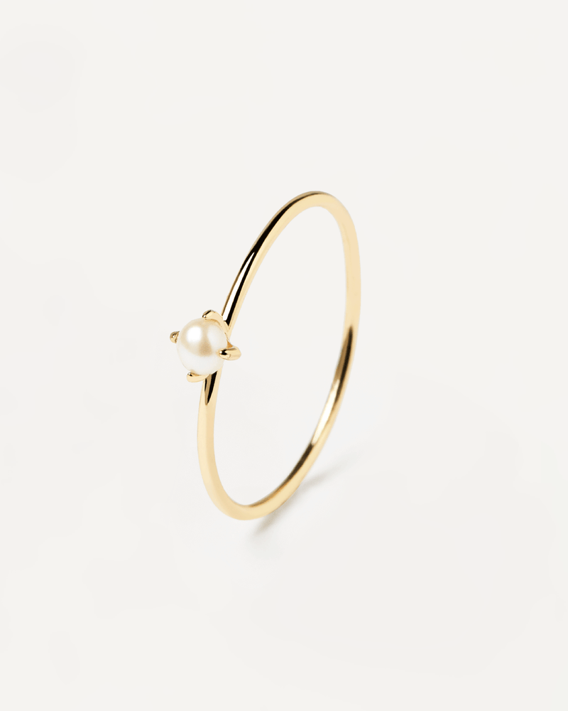 Solitary Pearl Ring - 
  
    Sterling Silver / 18K Gold plating
  
