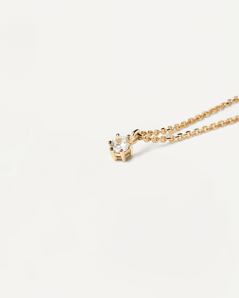 White Solitary Necklace - 
  
    Sterling Silver / 18K Gold plating
  
