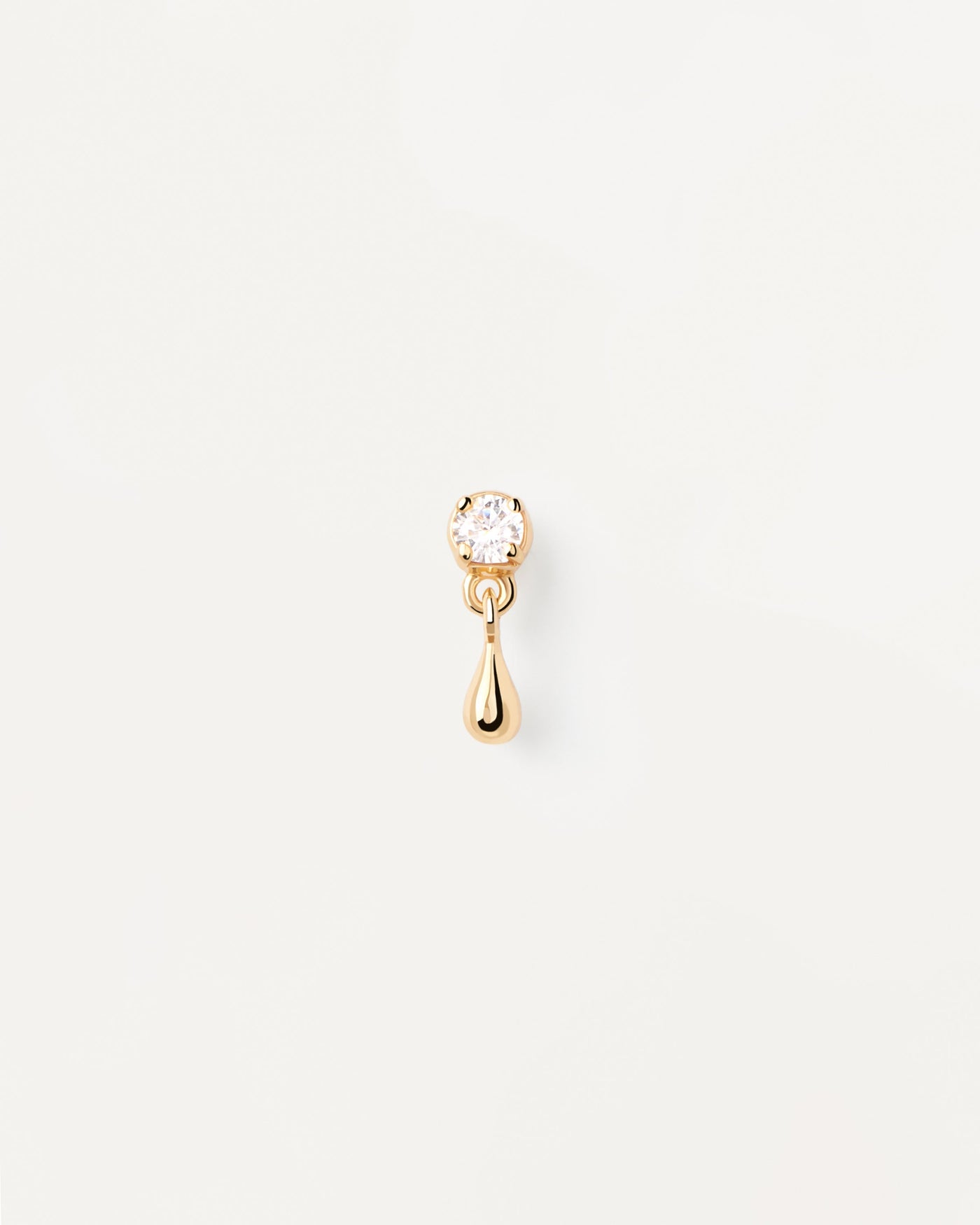 2023 Selection | Water single stud Earring. Gold-plated silver ear piercing with white zirconia and small drop pendant. Get the latest arrival from PDPAOLA. Place your order safely and get this Best Seller. Free Shipping.