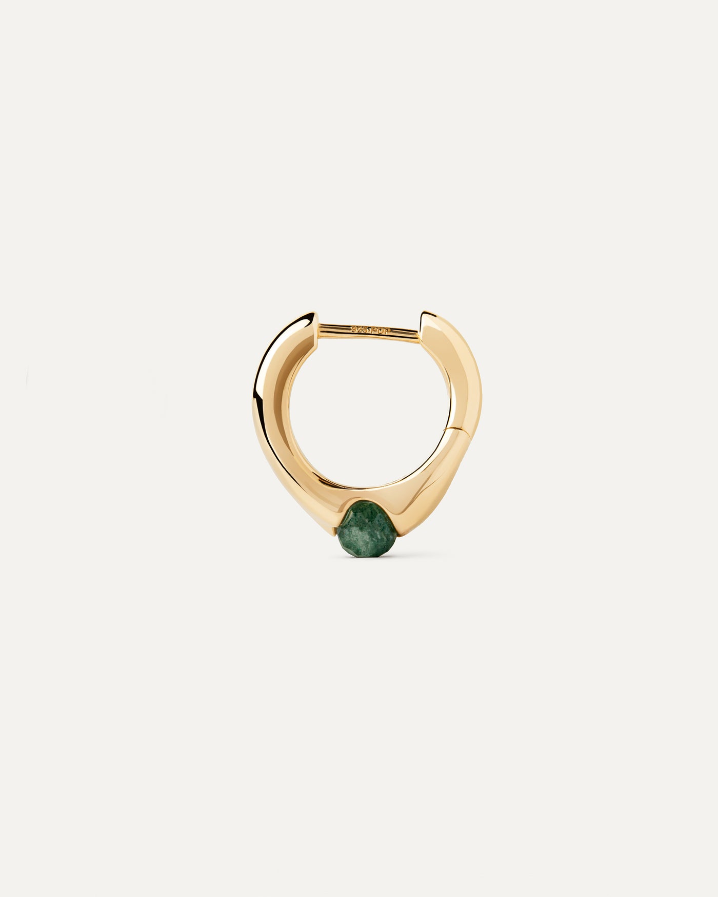 2023 Selection | Oasis Single Hoop. Gold-plated organic shape huggie single hoop featuring a round cut green aventurine. Get the latest arrival from PDPAOLA. Place your order safely and get this Best Seller. Free Shipping.
