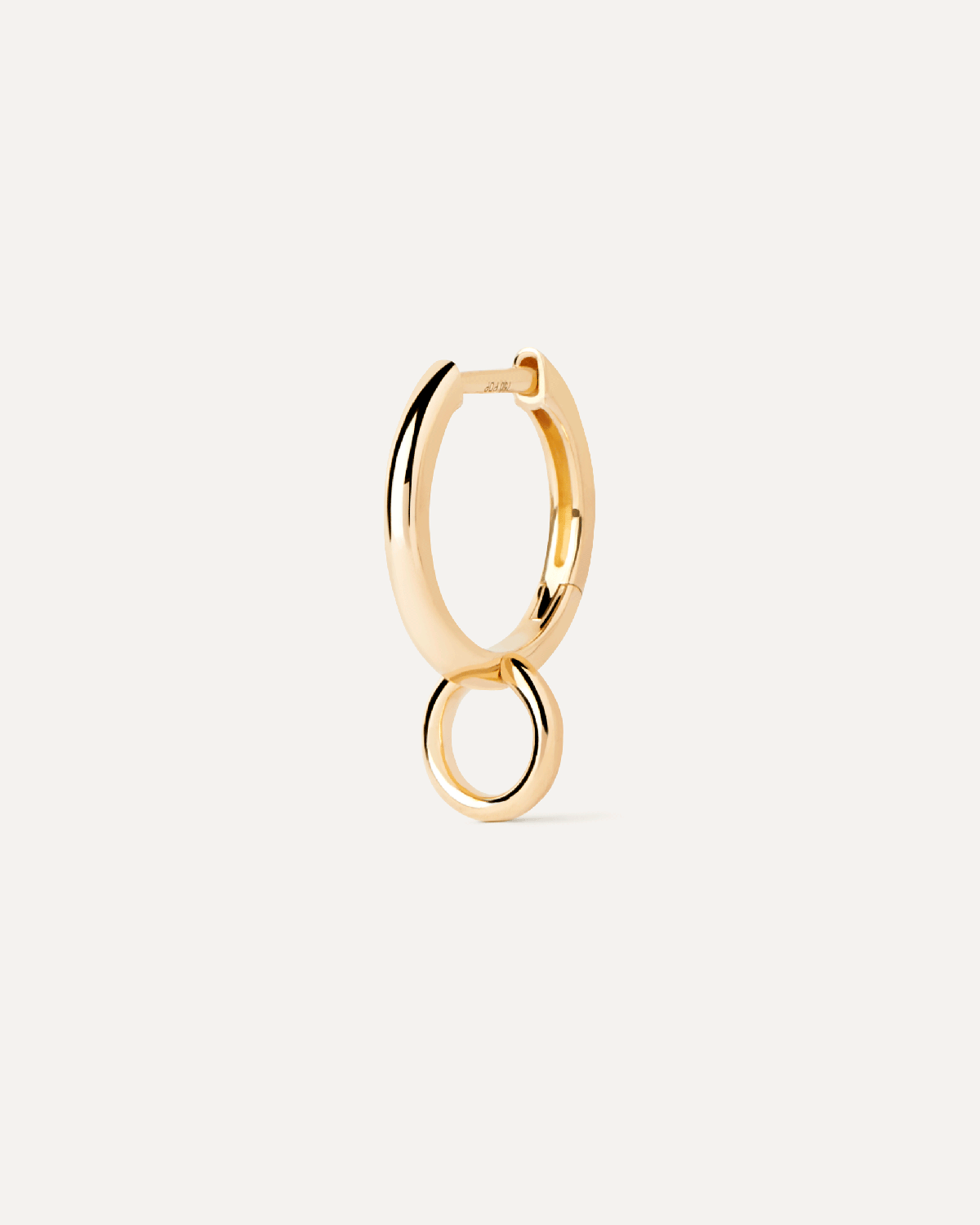 Gold Circle single hoop. Sleek single hoop in solid yellow gold with a swinging circle pendant. Get the latest arrival from PDPAOLA. Place your order safely and get this Best Seller.