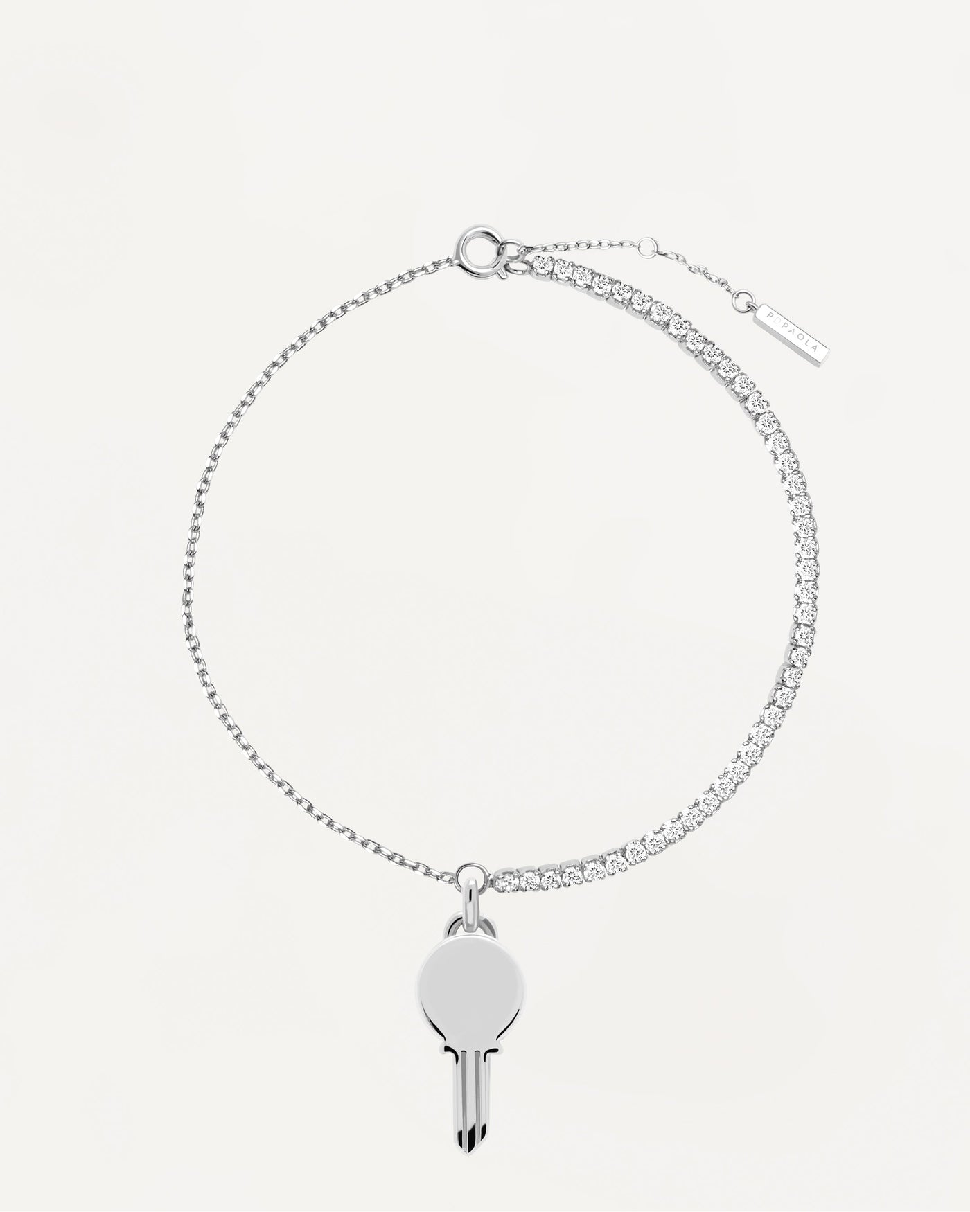 2023 Selection | Eternum Silver Bracelet. Sterling silver bracelet with white zirconia and customizable key pendant. Get the latest arrival from PDPAOLA. Place your order safely and get this Best Seller. Free Shipping.