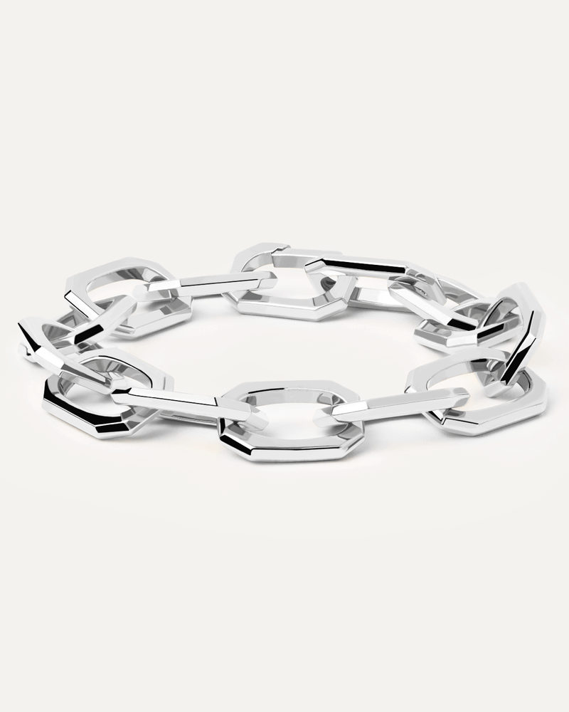 Large Signature Chain Silver Bracelet - 
  
    Brass / Rhodium silver plating
  
