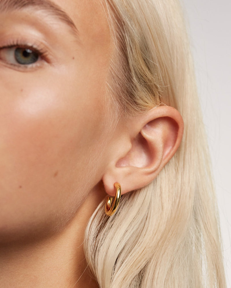 GRID Medium Cloud Gold Earrings - 
  
