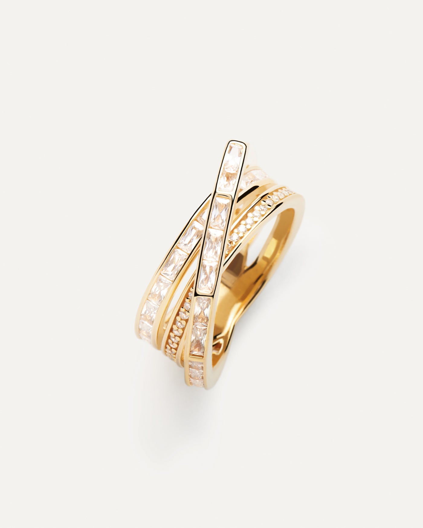 Verona Ring. Vergoldeter Eternity ring mit rechteckigem weißem Zirkon im Rechteckschliff. Erhalten Sie die neuesten Produkte von PDPAOLA. Geben Sie Ihre Bestellung sicher auf und erhalten Sie diesen Bestseller.