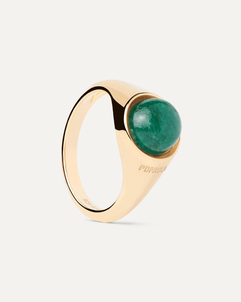 Green Aventurine Moon Ring - 
  
    Sterling Silver / 18K Gold plating
  
