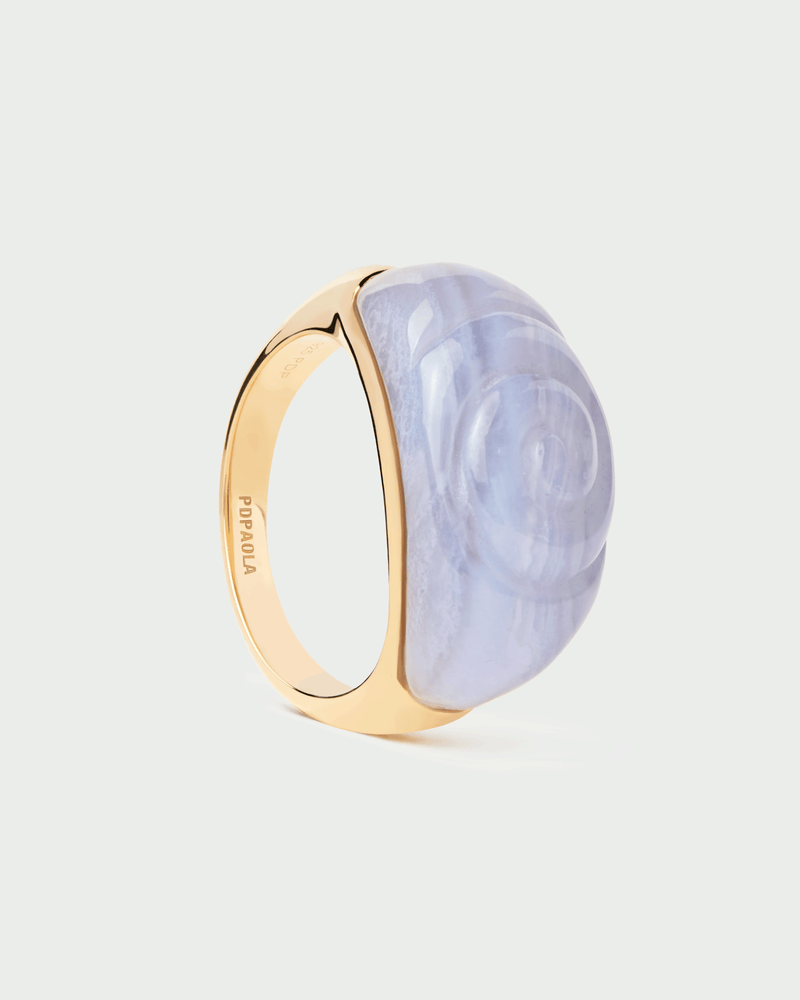 Blue lace agate Shell ring - 
  
    Sterling Silver / 18K Gold plating
  
