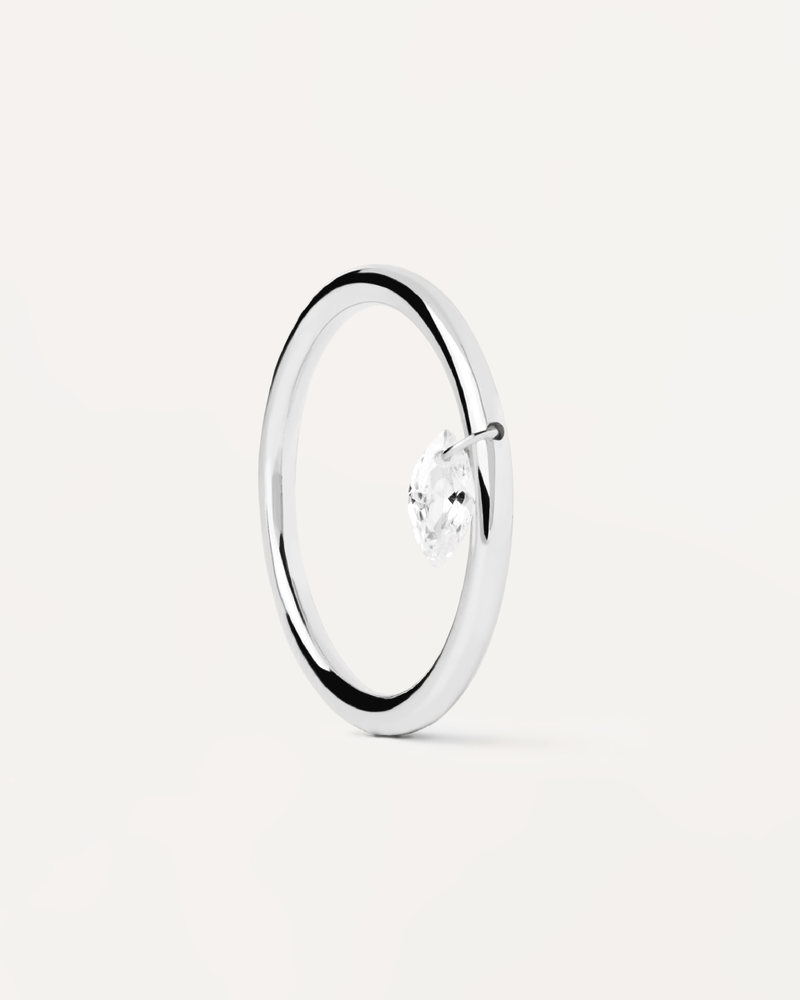 Bague solitaire en argent Rain - 
  
    Argent massif
  
