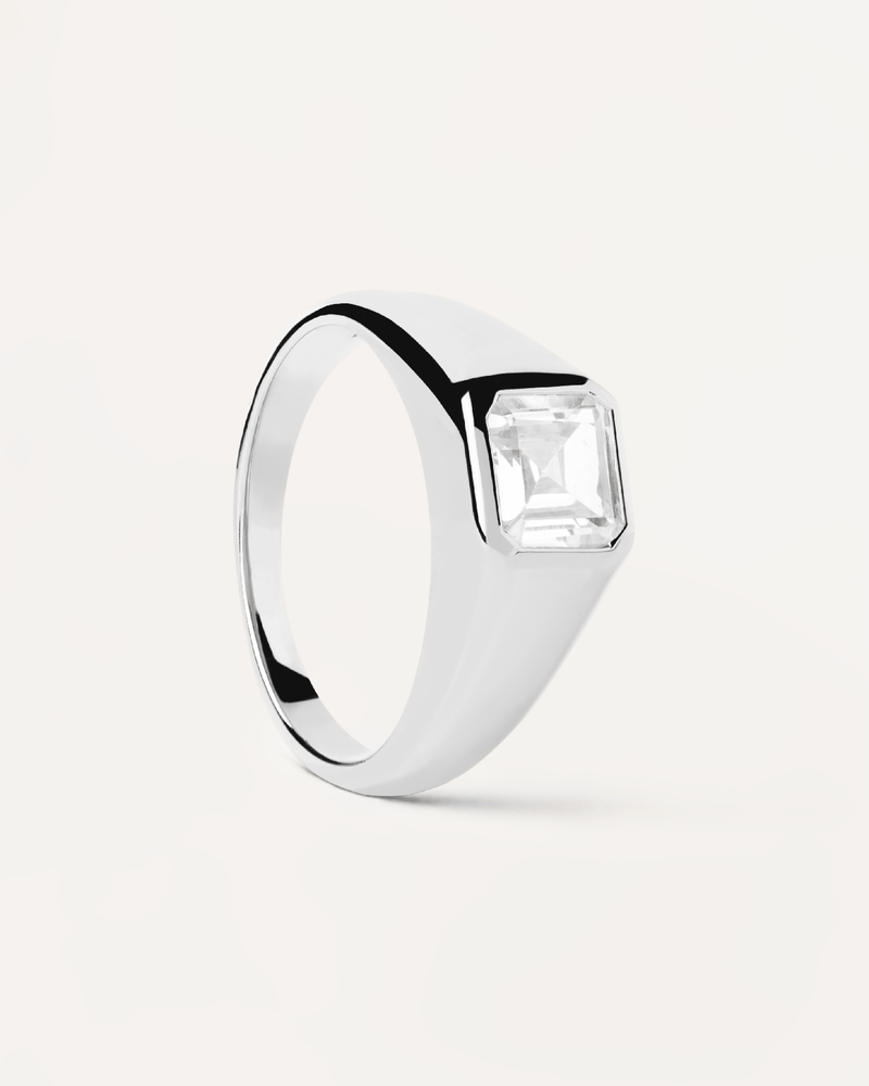 Square Shimmer Stamp Silver Ring - 
  
    Sterling Silver
  
