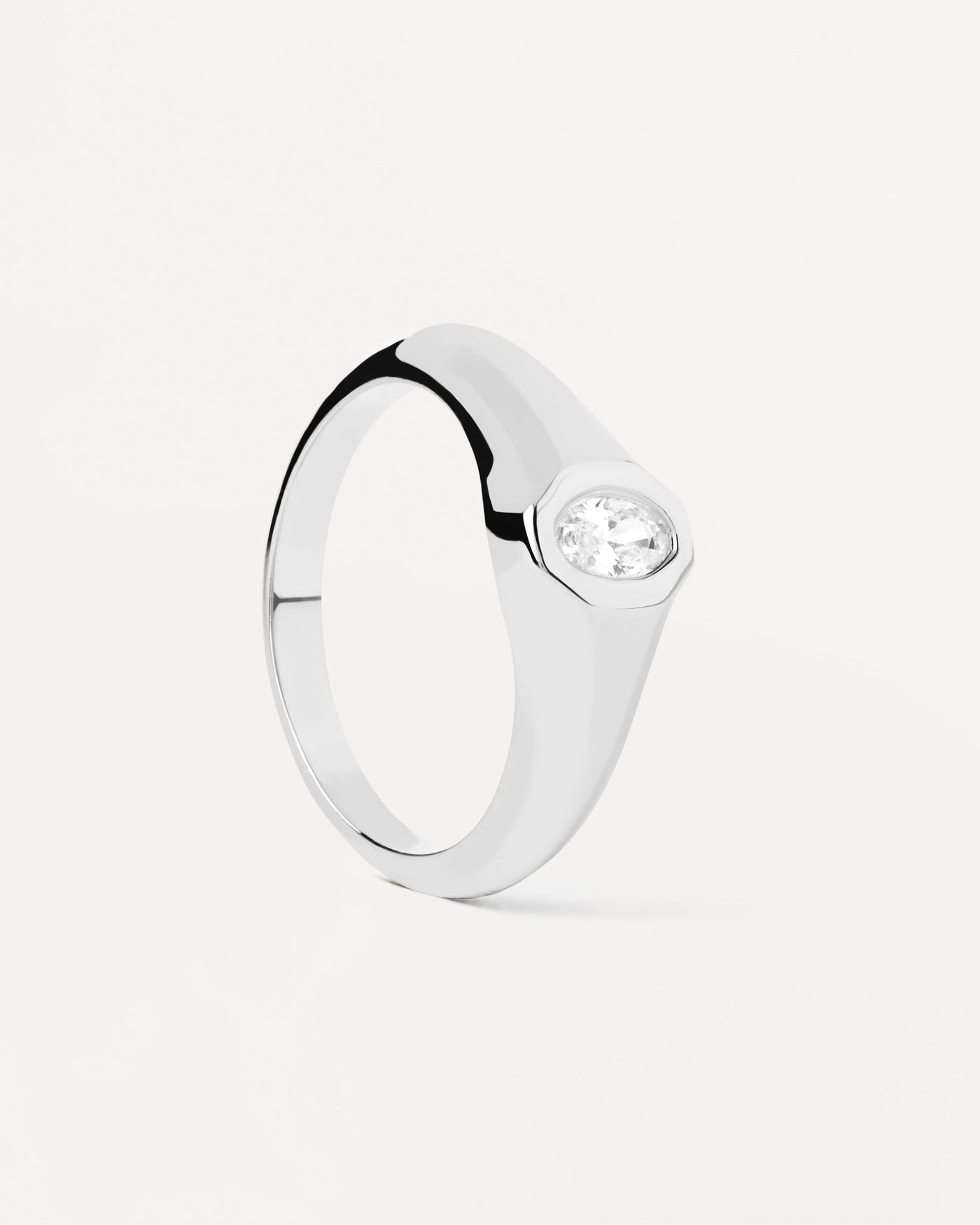 2023 Selection | Karry Stamp Silver Ring. Sterling silver signet ring with oval white zirconia. Get the latest arrival from PDPAOLA. Place your order safely and get this Best Seller. Free Shipping.