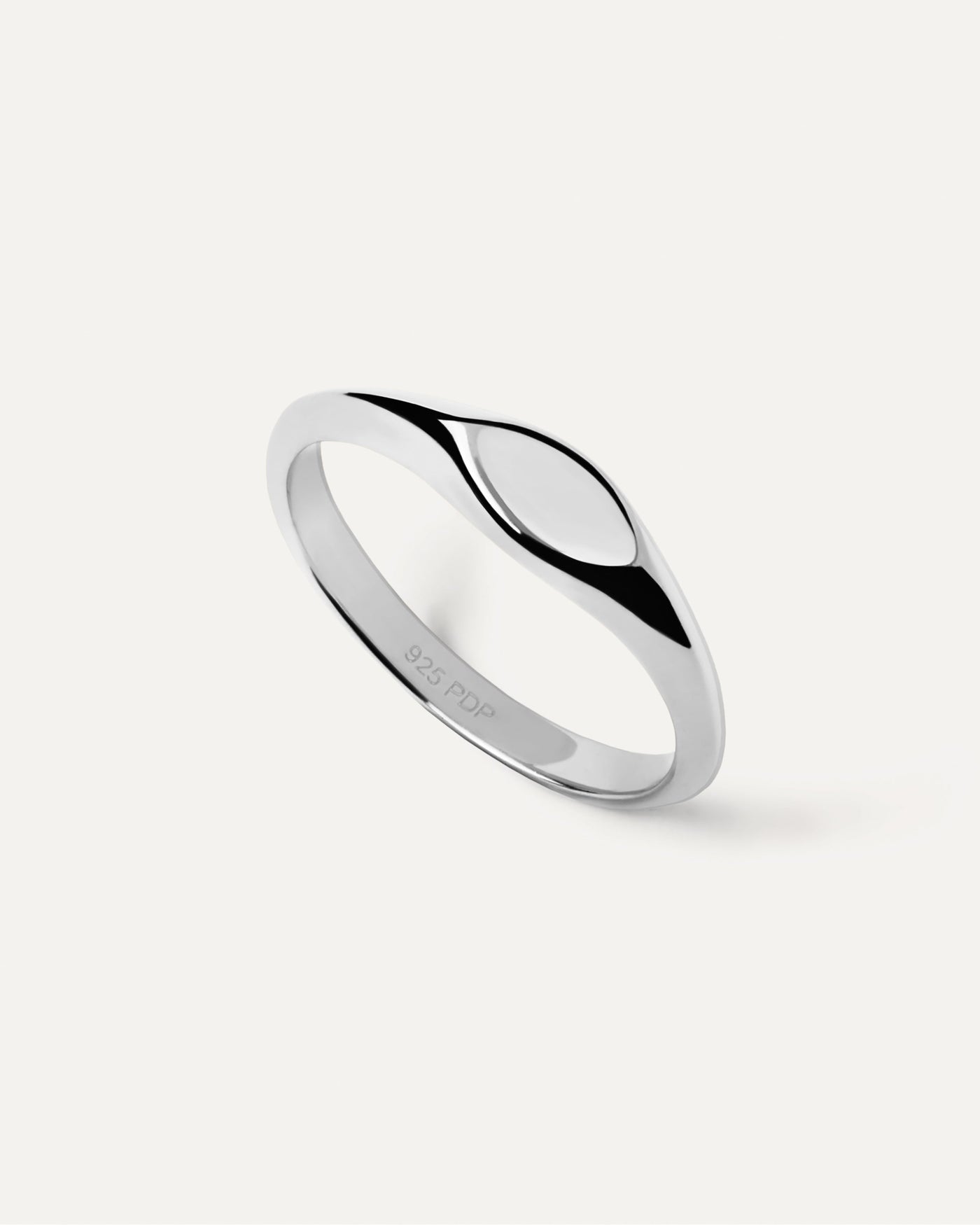2023 Selection | Duke Stamp Silver Ring. Sterling silver slim signet ring with eye shape plain design. Get the latest arrival from PDPAOLA. Place your order safely and get this Best Seller. Free Shipping.
