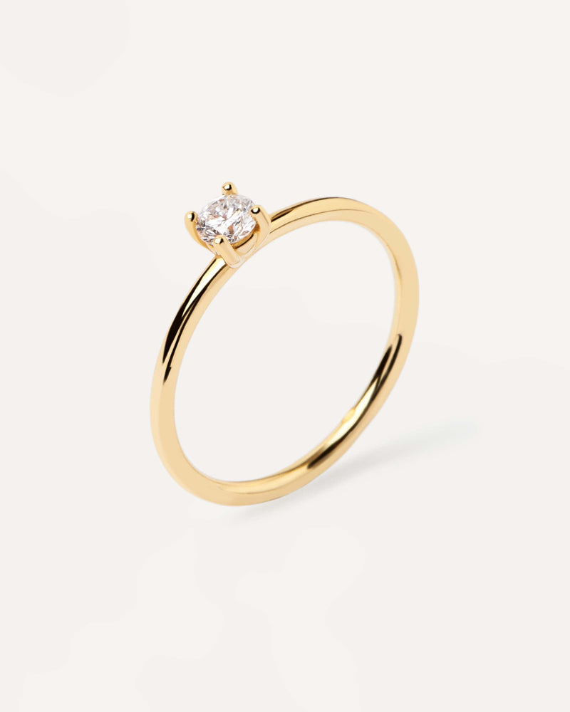 Anello solitario in oro giallo 18K impreziosito da diamante da 0,20 carati