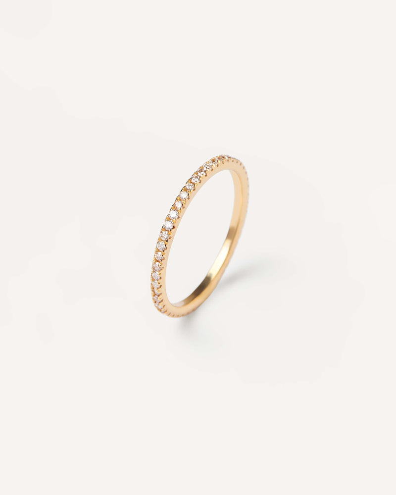 Anello di eternità in oro 18k, impostato con piccoli diamanti coltivati ​​in laboratorio, pari a 0,35 carati