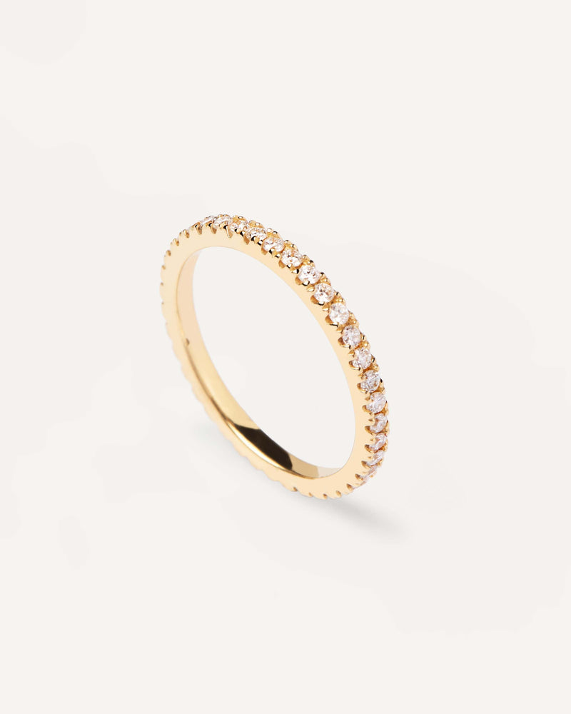 Anneau d'éternité en or jaune massif, réglé avec des diamants cultivés en laboratoire, égalant 0,5 carats