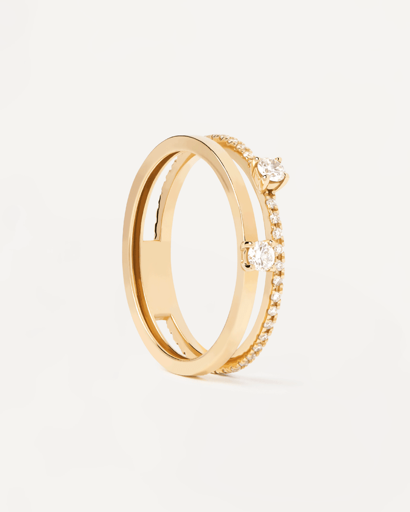 Diamonds and gold Solitaire Dual Ring - 
  
    18K Gold
  
