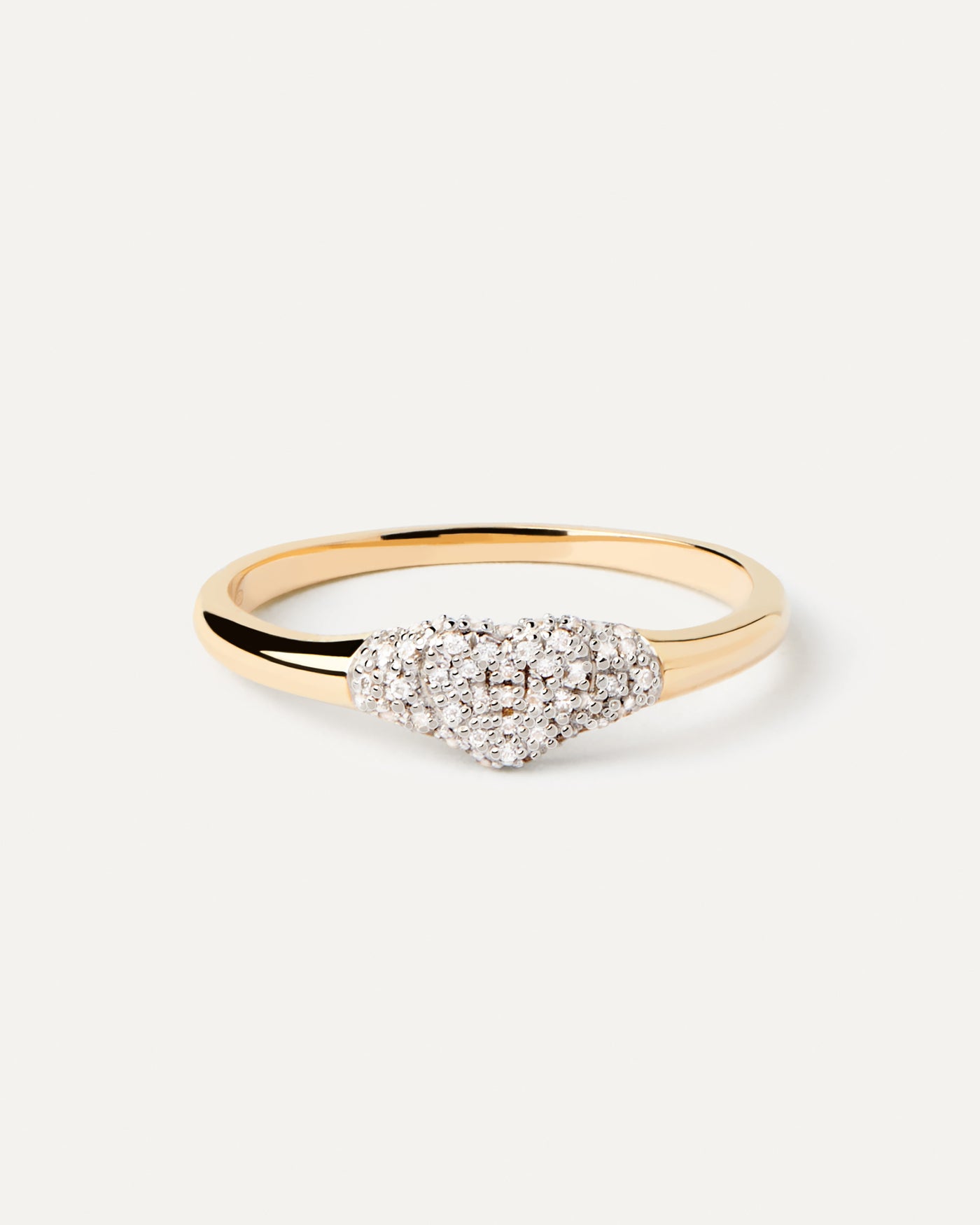 Bague chevaliere en or jaune en forme de c ur avec 48 diamant de la. Bague Chevaliere en Or Et Diamants Super Heart PDPAOLA