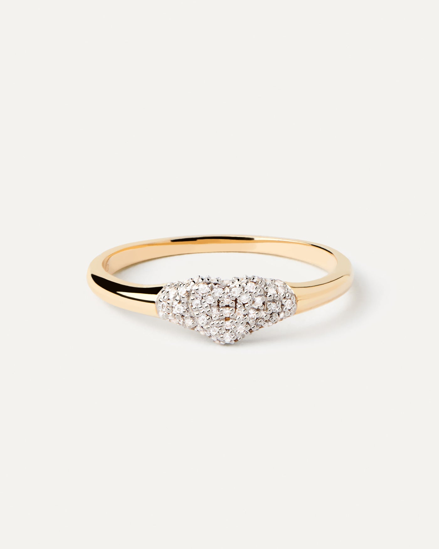 2023 Selection | Diamonds and Gold Super Heart Stamp Ring. Heart-shaped signet ring in solid yellow gold with 48 pavé diamonds stamp of 0.62 carats. Get the latest arrival from PDPAOLA. Place your order safely and get this Best Seller. Free Shipping.