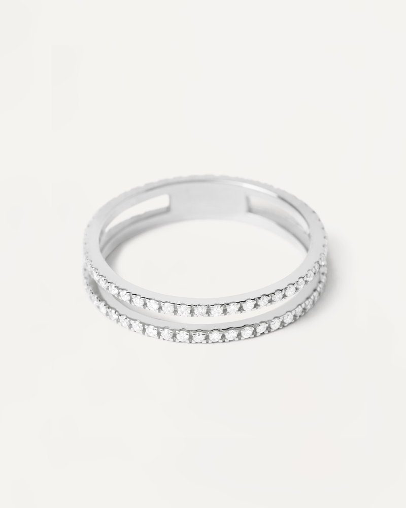 Diamonds And White Gold Eternity Dual Ring - 
  
    18K White gold / Rhodium silver plating
  
