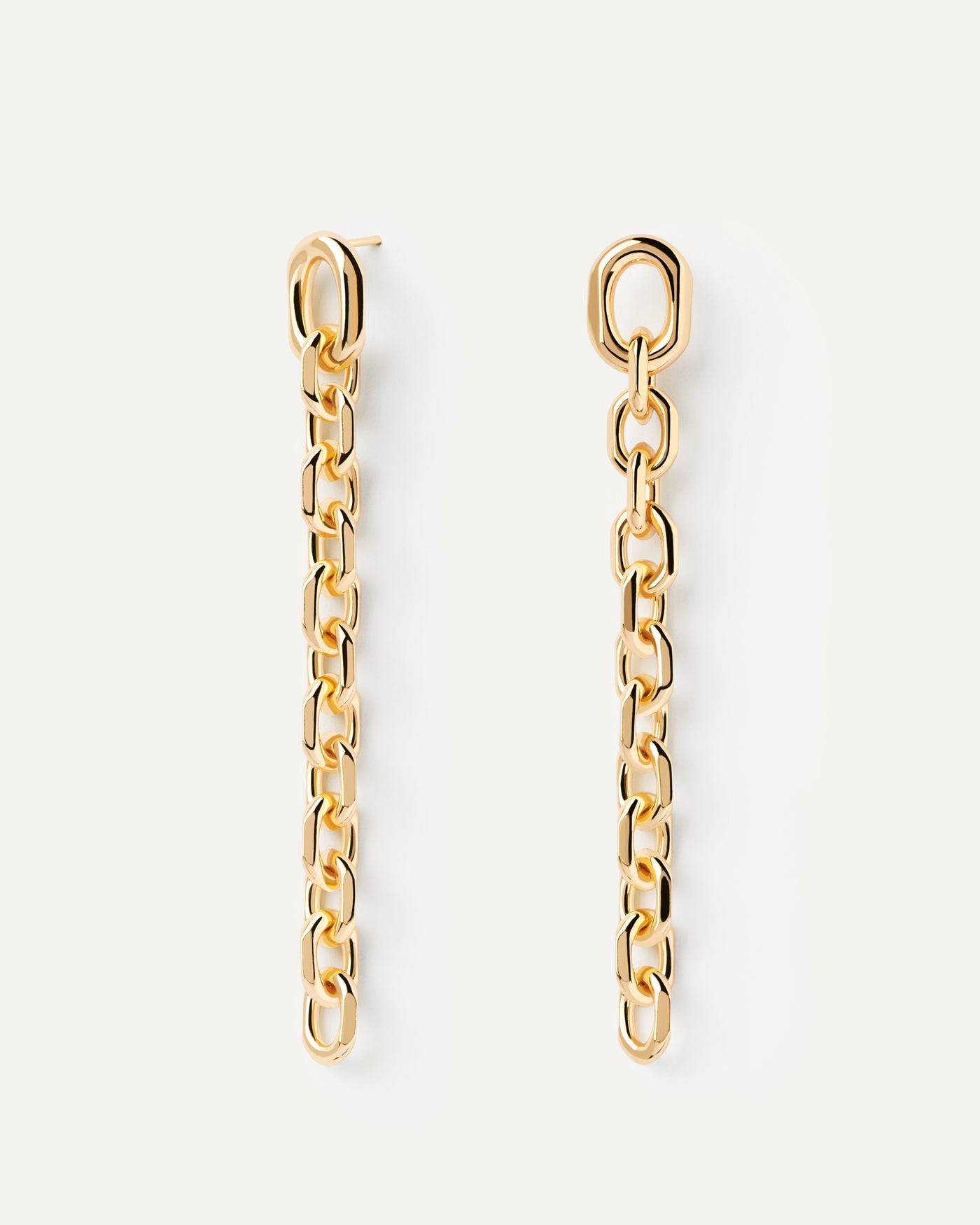 Gold plated chunky cable chain drop earrings with oval links Vesta Ohrringe PDPAOLA