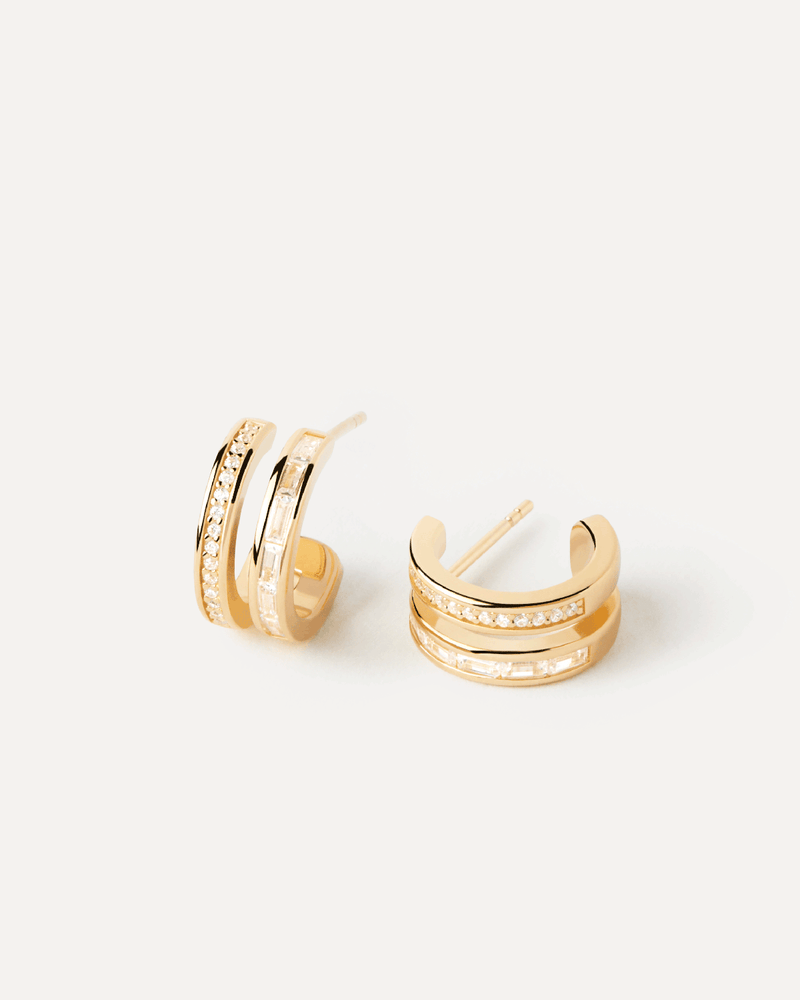 Orecchini a Cerchio Bianca - 
  
    Argento sterling / Placcatura in Oro 18K
  
