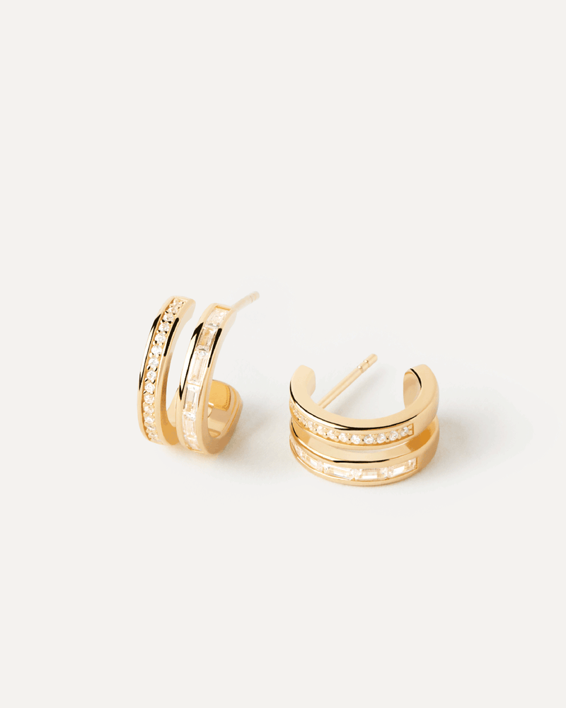 Bianca Double Band Hoops - 
  
    Sterling Silver / 18K Gold plating
  
