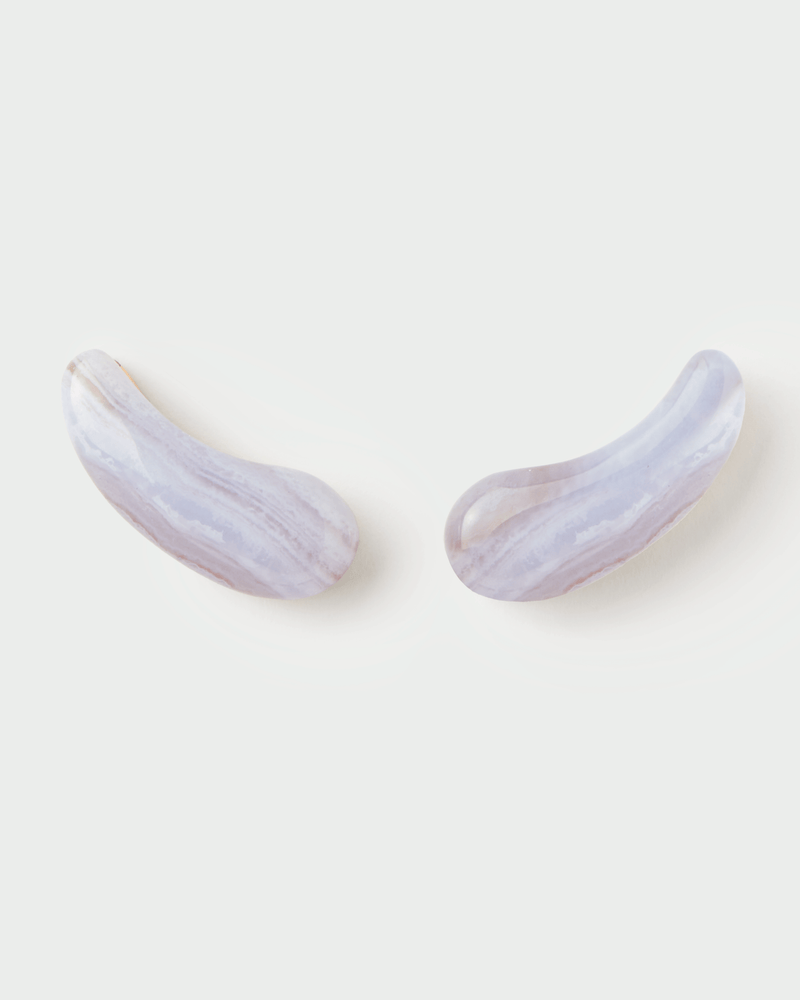 Boucles d'oreilles agate dentelle bleue Aqua - 
  
    Argent massif / Placage Or 18 Ct
  
