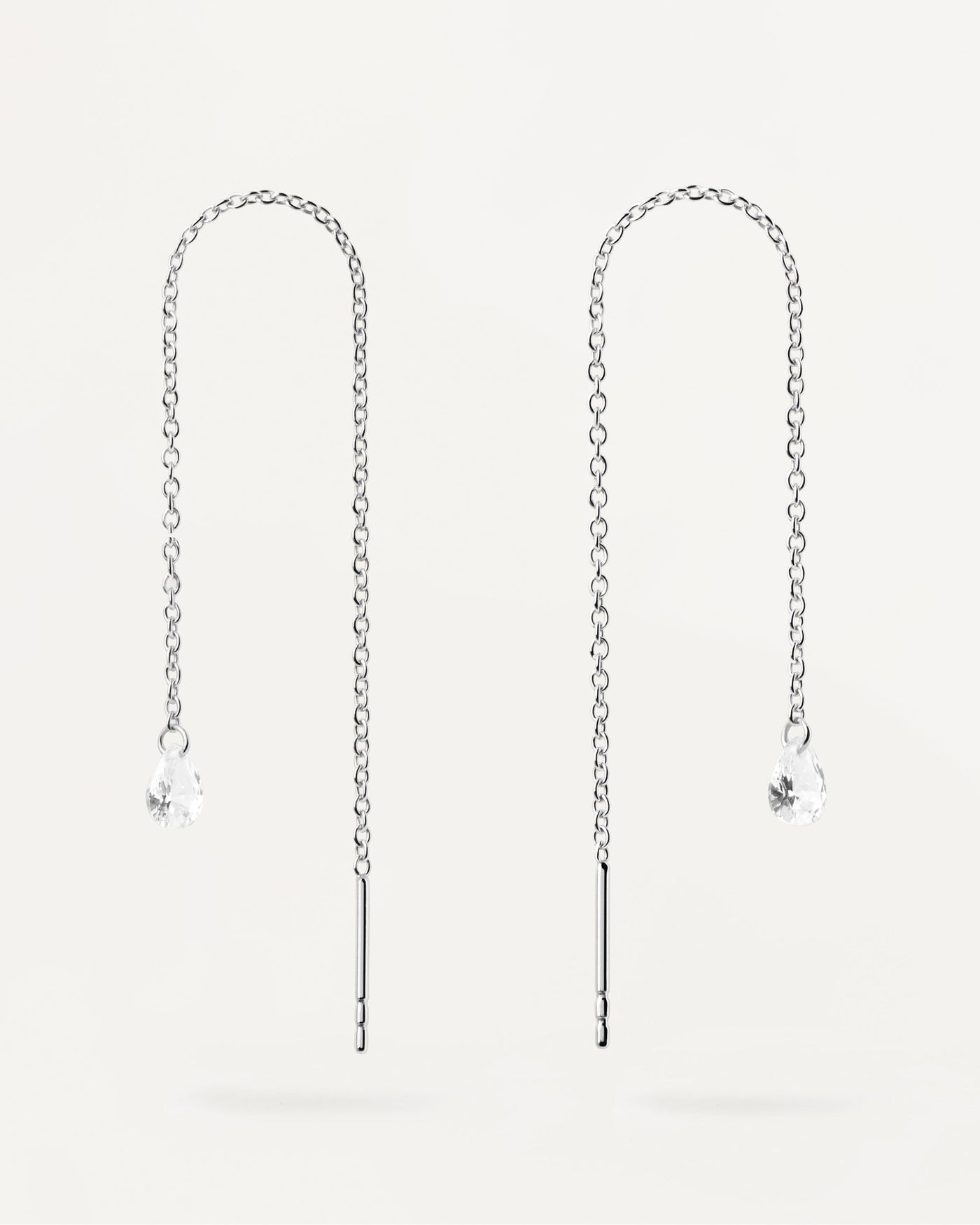 2023 Selection | Waterfall drop silver Earrings. Long delicate earrings in sterling silver with drop zirconia pendant. Get the latest arrival from PDPAOLA. Place your order safely and get this Best Seller. Free Shipping.