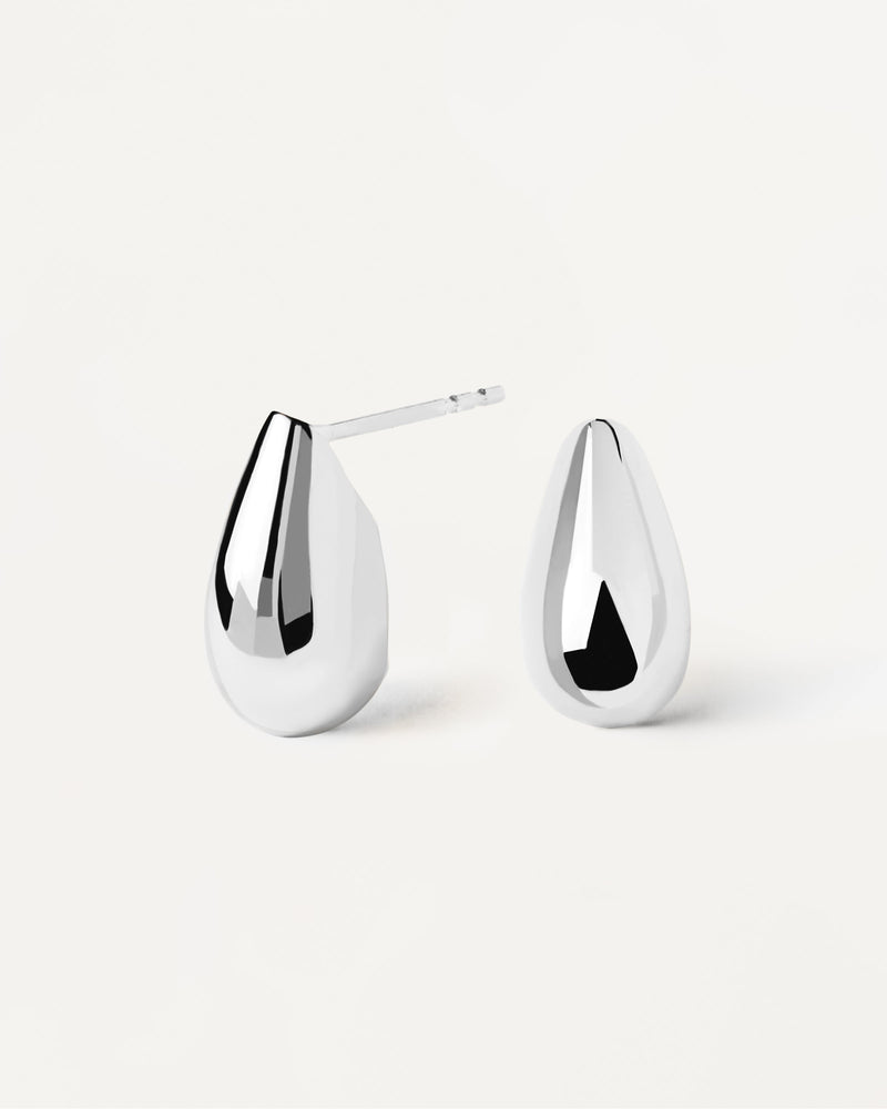 Dainty drop shaped stud earrings in sterling silver