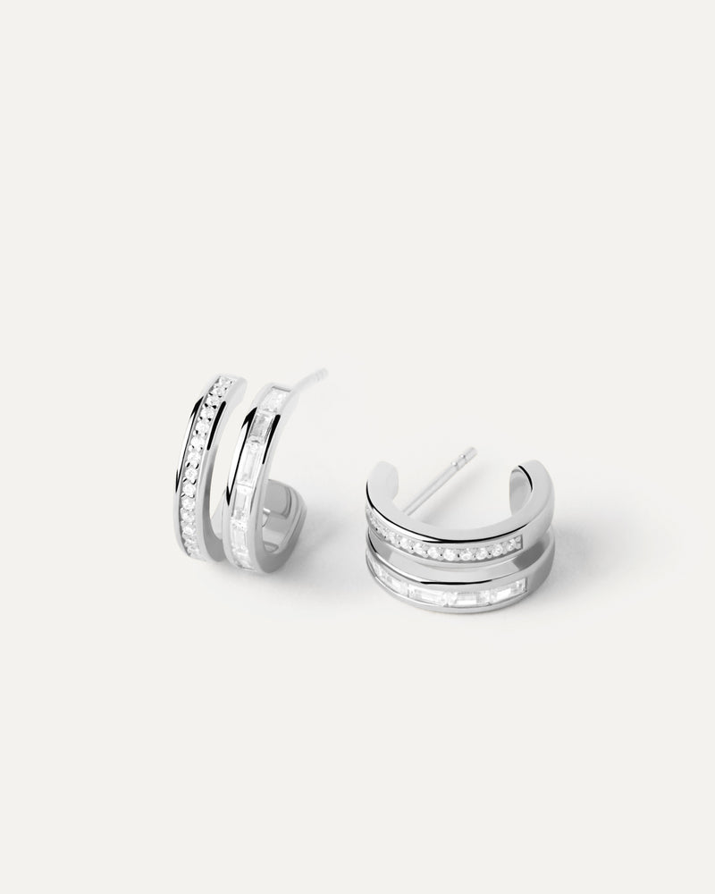 Cable chain silver drop earrings with oval links
