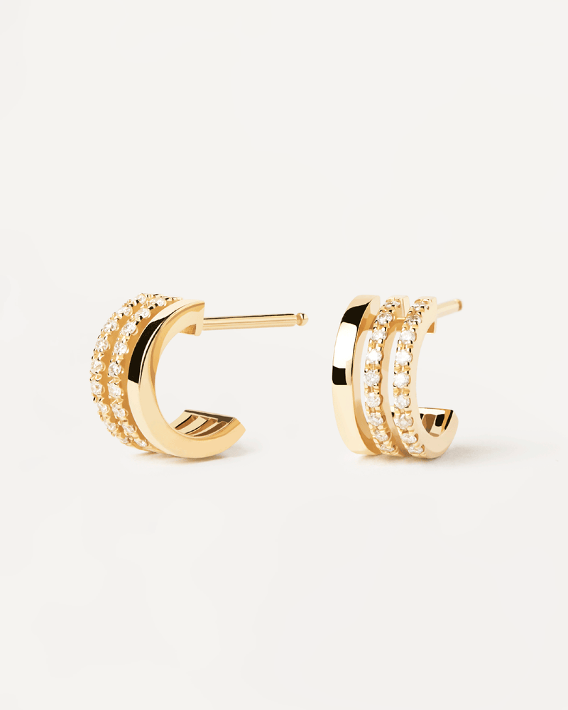 Diamonds And Gold Triple Hoops - 
  
    18K Gold
  
