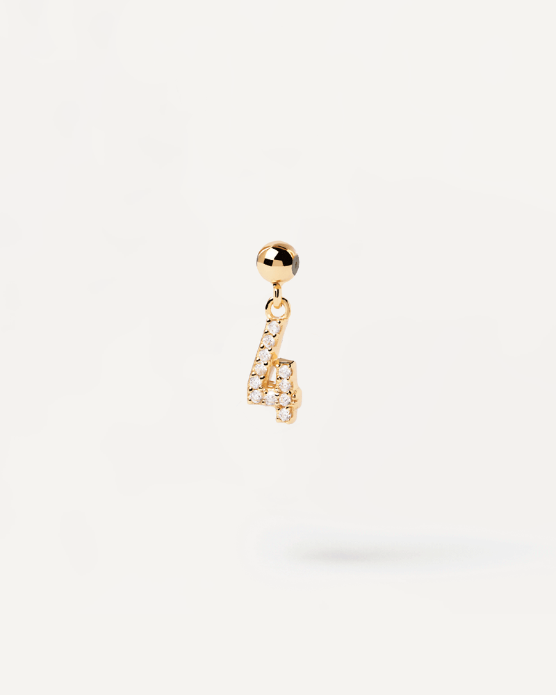 Charm Numero 4 - 
  
    Argento sterling / Placcatura in Oro 18K
  
