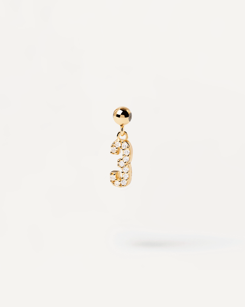 Charm Numero 3 - 
  
    Argento sterling / Placcatura in Oro 18K
  
