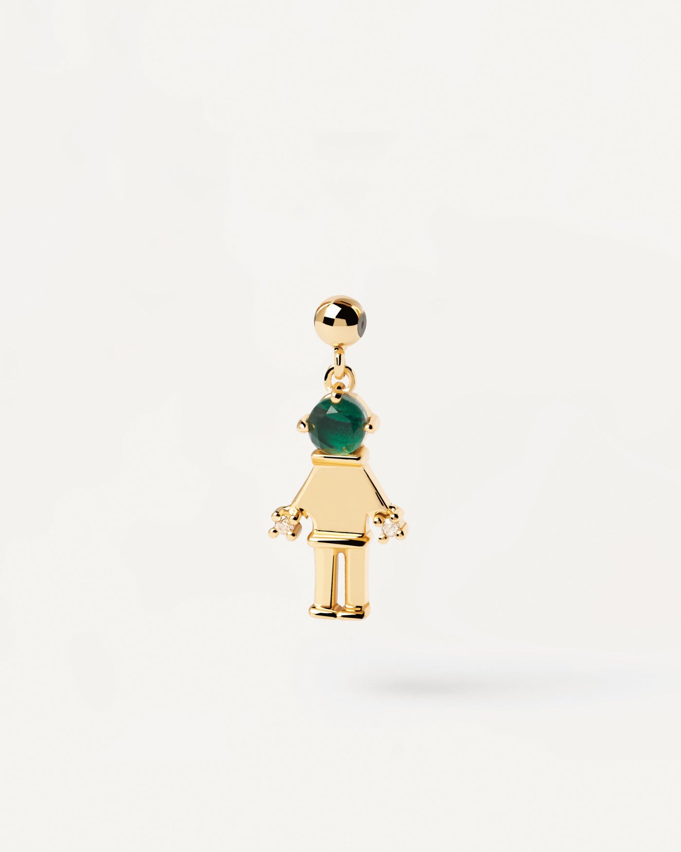 Charm Girl & Boy. Charm „Figur“ aus vergoldetem Silber mit grünem Edelstein für Halskette oder Armband. Erhalten Sie die neuesten Produkte von PDPAOLA. Geben Sie Ihre Bestellung sicher auf und erhalten Sie diesen Bestseller.