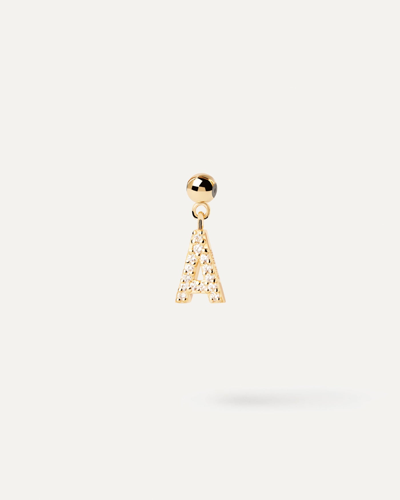Small initial charm set with white zirconia for necklace or bracelet