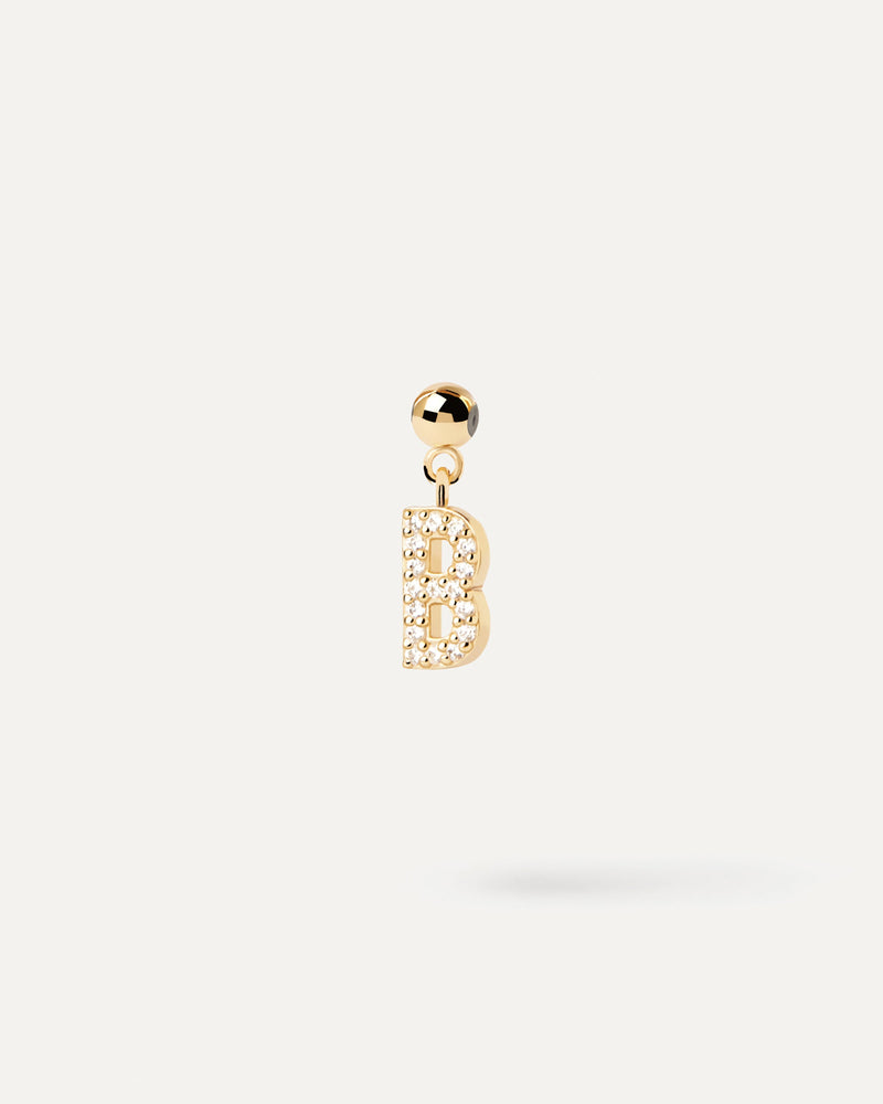 Small initial charm set with white zirconia for necklace or bracelet